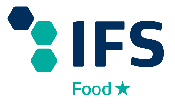 IFS Food Star Logo mit einem Stern und dem Schriftzug IFS FOOD, das ein erfolgreich absolviertes Audit auf höherem Niveau im Bereich Lebensmittelsicherheit symbolisiert.